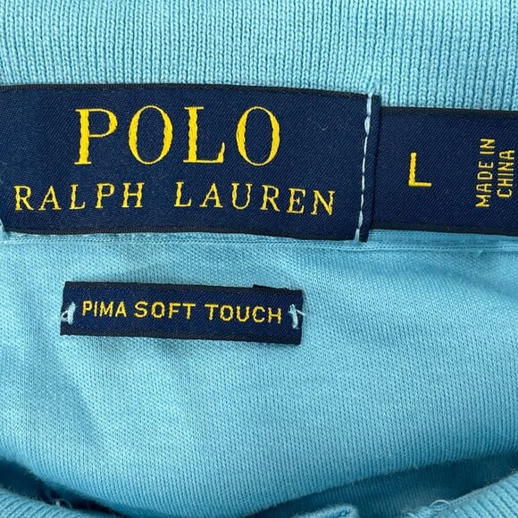 Polo Ralph Lauren Mens Light Blue Pima Soft Touch Polo Shirt Size L - Picture 4 of 6